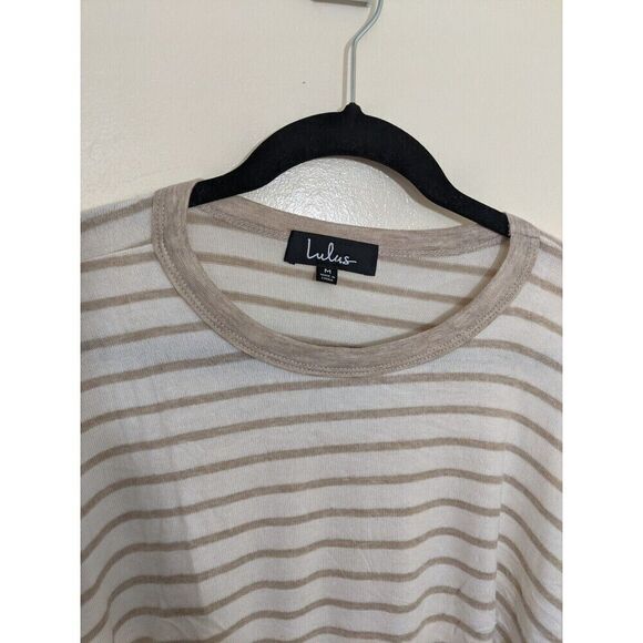 Lulus Striped Long Sleeve Soft Cozy Knit Oversized Top Stretch Lounge Medium - Picture 7 of 10